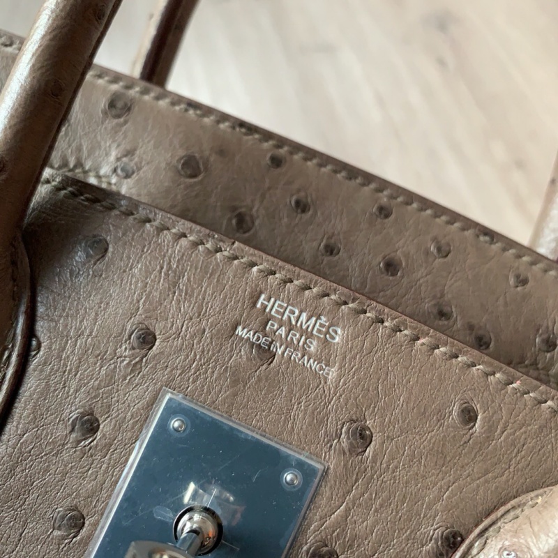 Hermes Birkin 30 愛馬仕鉑金包 純手工定制版 鴕鳥皮 大象灰