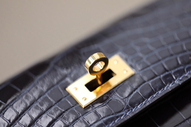 Hermes錢包 愛馬仕Kelly錢包 純手工頂級鱷魚皮 黑色