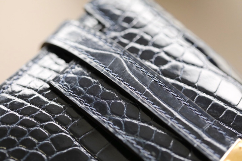 Hermes錢包 愛馬仕Kelly錢包 純手工頂級鱷魚皮 黑色