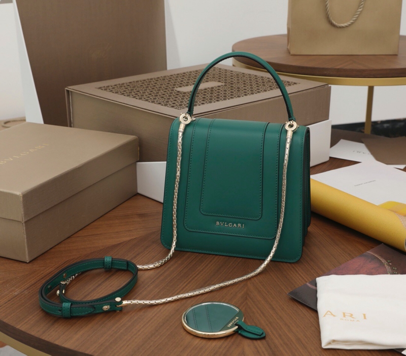 Bvlagari寶格麗 Serpenti Forever系列翻蓋女包 寶格麗手提蛇頭包 祖母綠