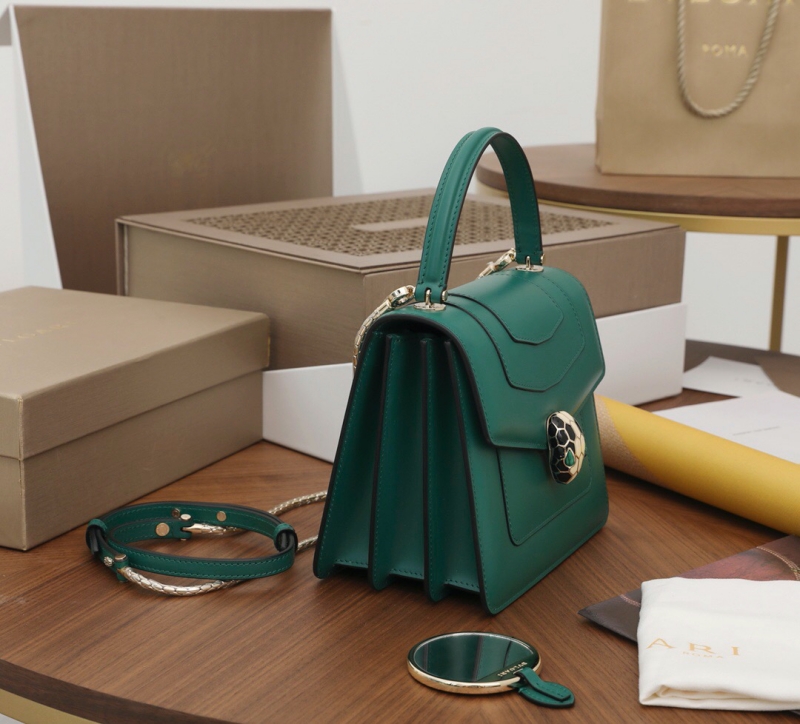 Bvlagari寶格麗 Serpenti Forever系列翻蓋女包 寶格麗手提蛇頭包 祖母綠