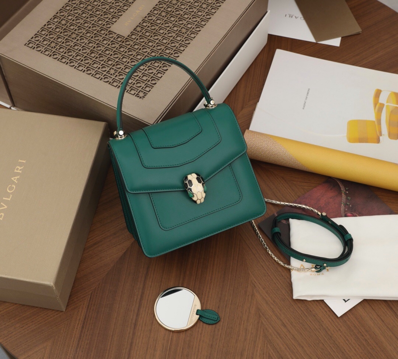 Bvlagari寶格麗 Serpenti Forever系列翻蓋女包 寶格麗手提蛇頭包 祖母綠