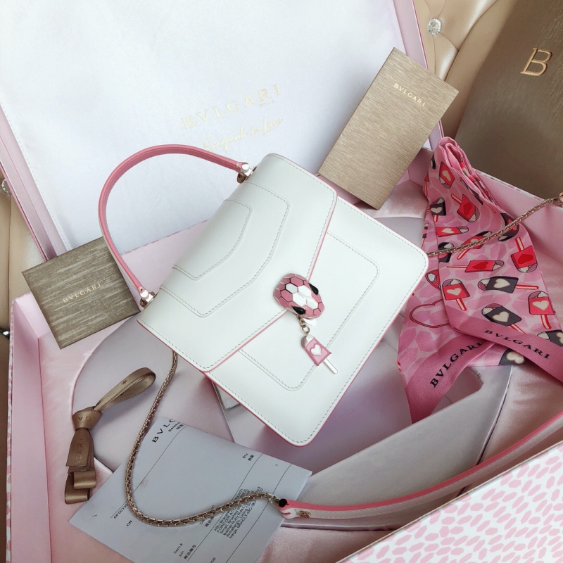 Bvlagari寶格麗 Serpenti Forever系列翻蓋女包 寶格麗手提蛇頭包 白色