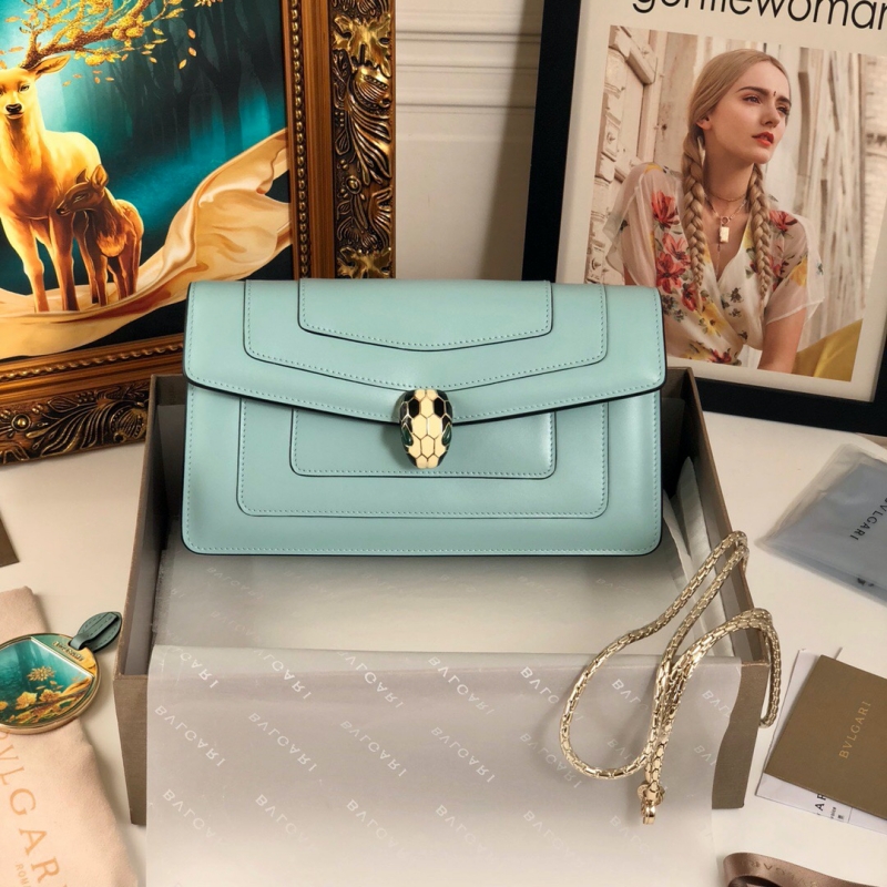 370449 Bvlgari寶格麗 Serpenti Forever系列翻蓋女包 寶格麗蛇頭包 青藍色
