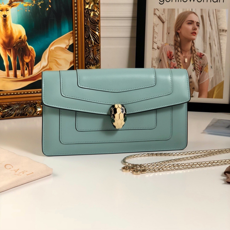 370449 Bvlgari寶格麗 Serpenti Forever系列翻蓋女包 寶格麗蛇頭包 青藍色