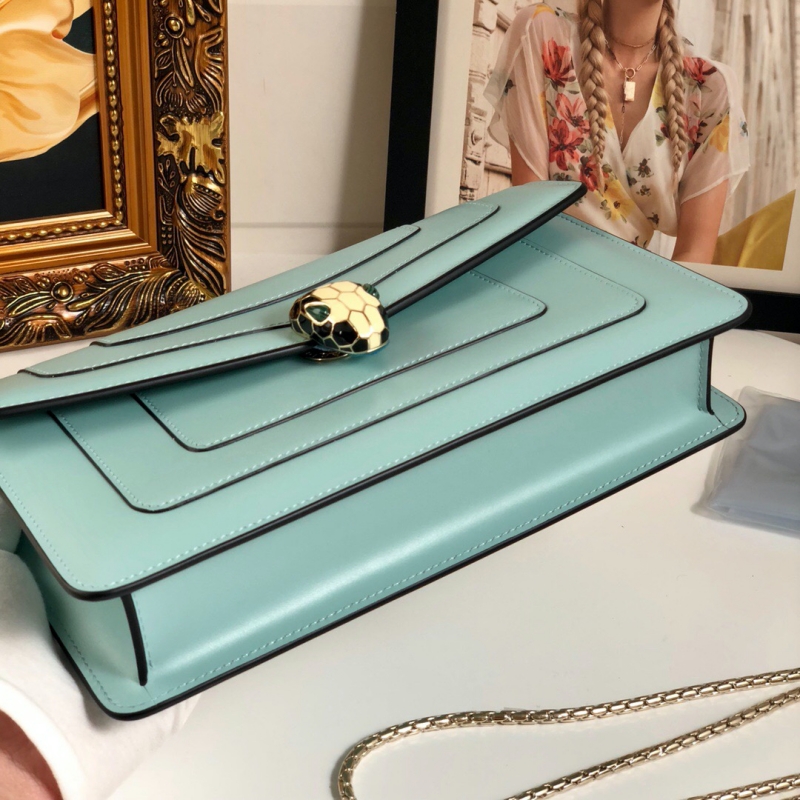 370449 Bvlgari寶格麗 Serpenti Forever系列翻蓋女包 寶格麗蛇頭包 青藍色