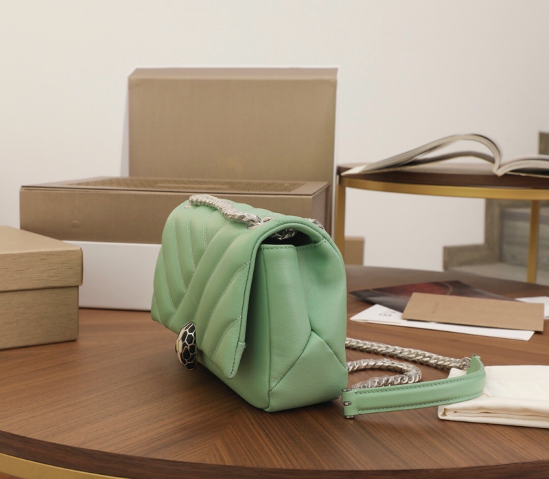 Bvlgari寶格麗 Serpenti Cabochon包 小號單肩包 綠色