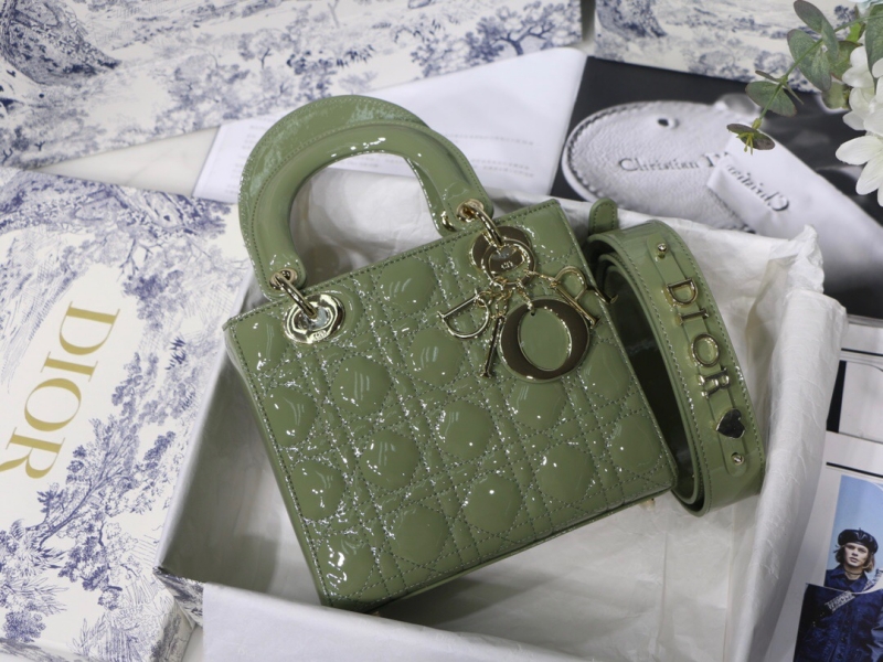 M0538 迪奧Lady Dior My ABCDior 手袋 漆皮藤格紋 綠色