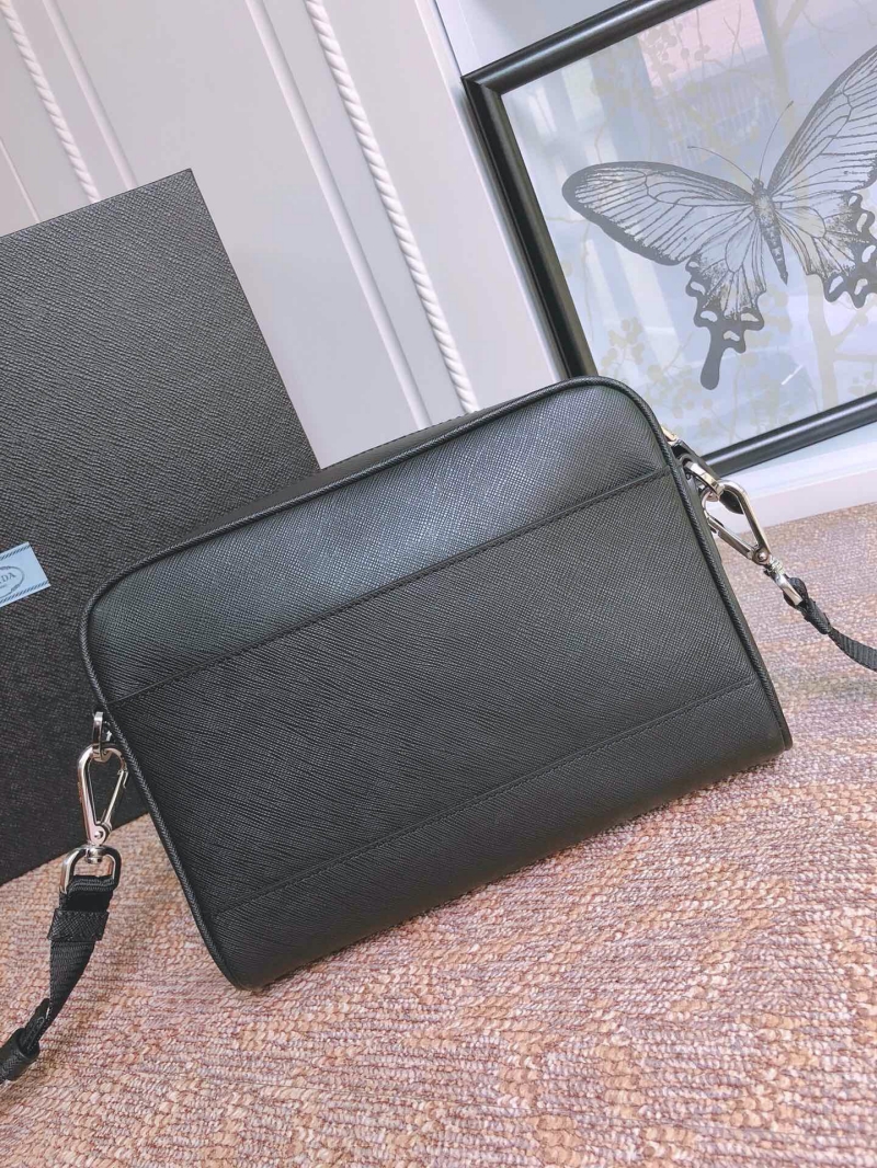 2VH063 Prada Saffiano 皮革斜挎包 普拉達男士手包 黑色