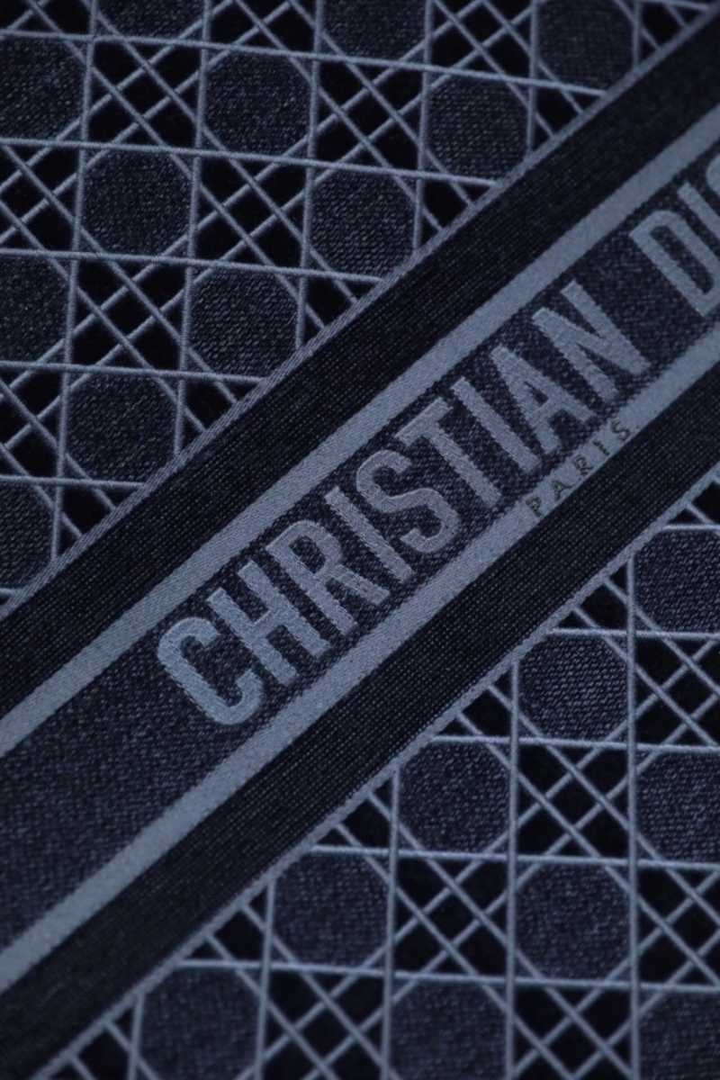 M1286 Dior Book Tote 大號手袋 藍色Cannage 藤格紋圖案繡花絲絨