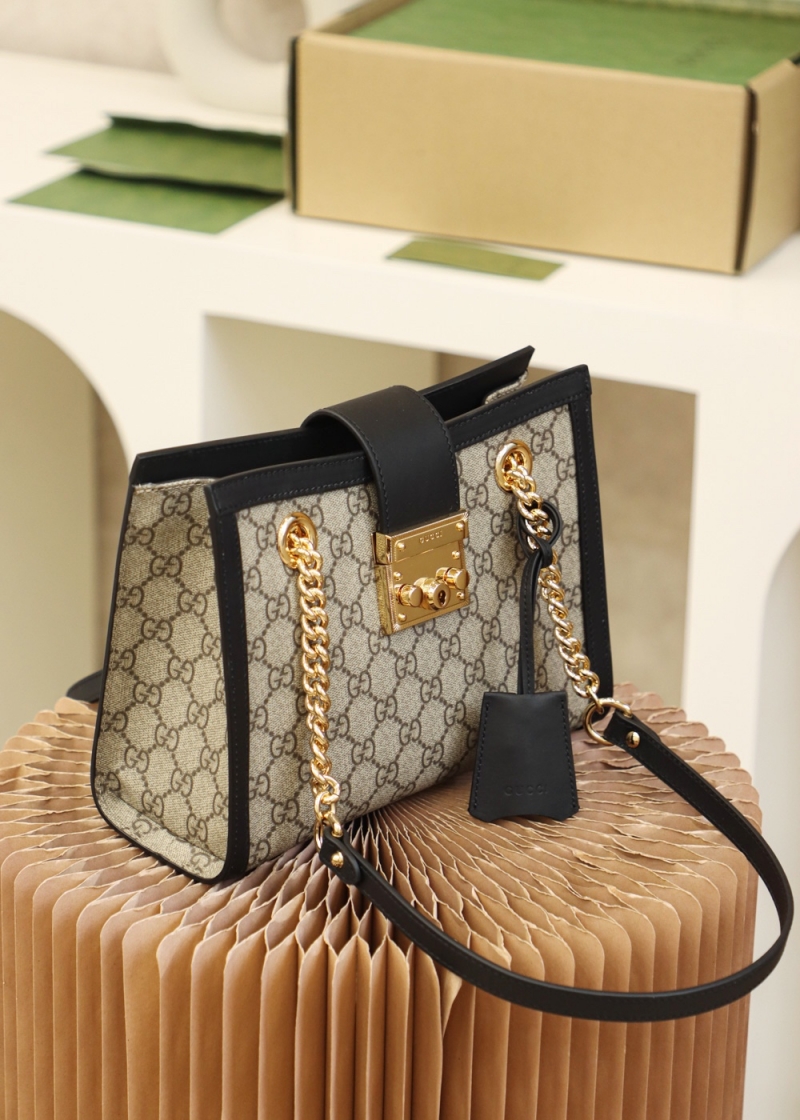 498156 Gucci Padlock系列小號GG肩背包 黑色皮邊