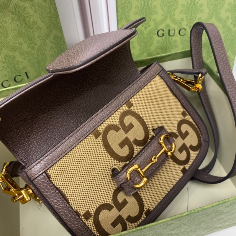 658574 Gucci 馬銜扣1955系列超級雙G迷你手袋 Gucci馬鞍包 棕色