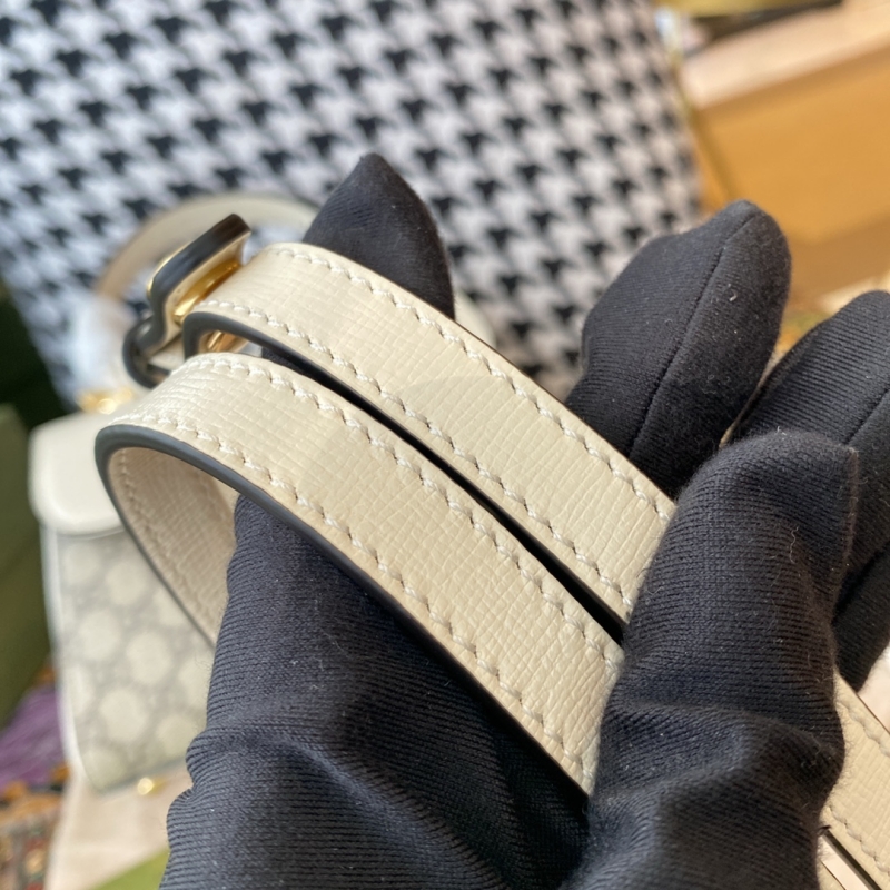703848 Gucci Horsebit 1955系列迷你手袋 古馳女士單肩手提包 白色