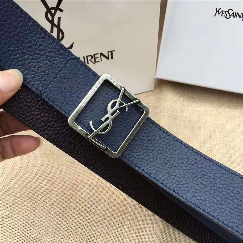 圣羅蘭 SYL 頭層牛皮荔枝紋 原單扣頭 雙面可用