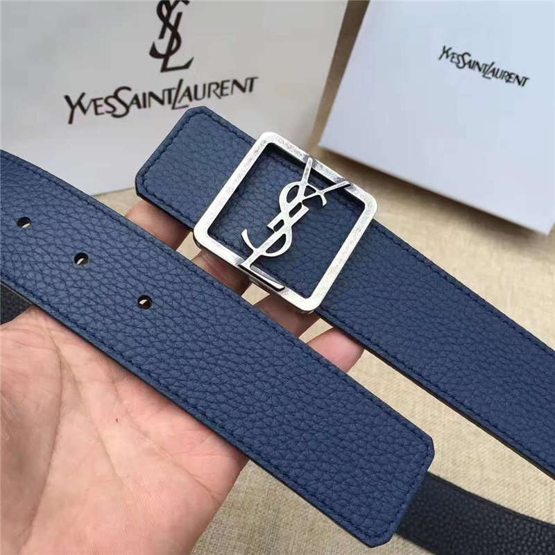 圣羅蘭 SYL 頭層牛皮荔枝紋 原單扣頭 雙面可用