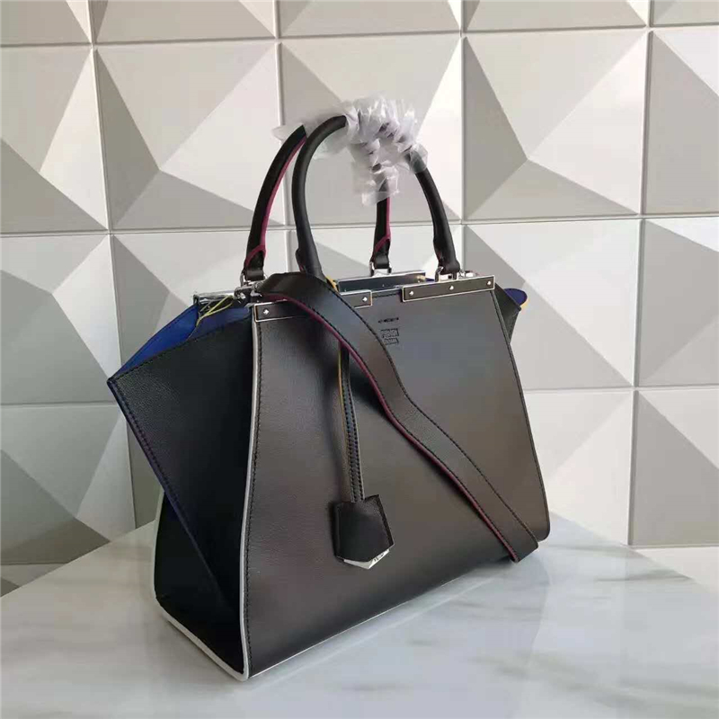 FENDI 柔軟小牛皮購物包 彩色毛邊 軟羊革襯里