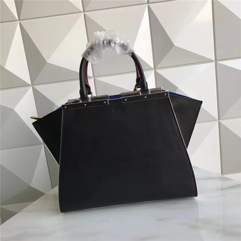 FENDI 柔軟小牛皮購物包 彩色毛邊 軟羊革襯里