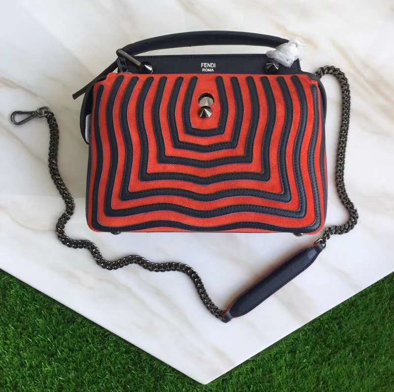 8785 FENDI 芬迪 小牛皮時(shí)裝秀款 水波紋 手提斜跨肩包 紅色