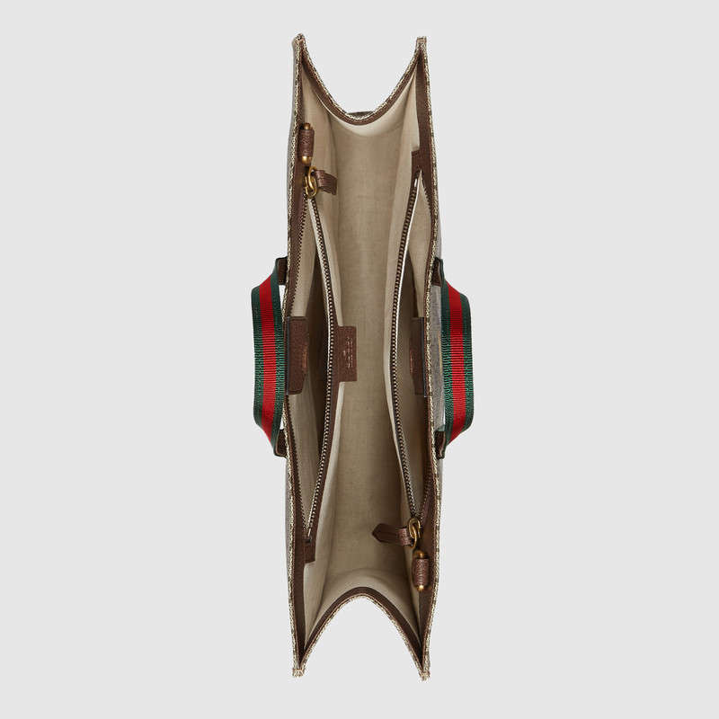 493610 GUCCI 古馳 昆蟲印花 GG Supreme 高級人造帆布 購物袋 烏木色