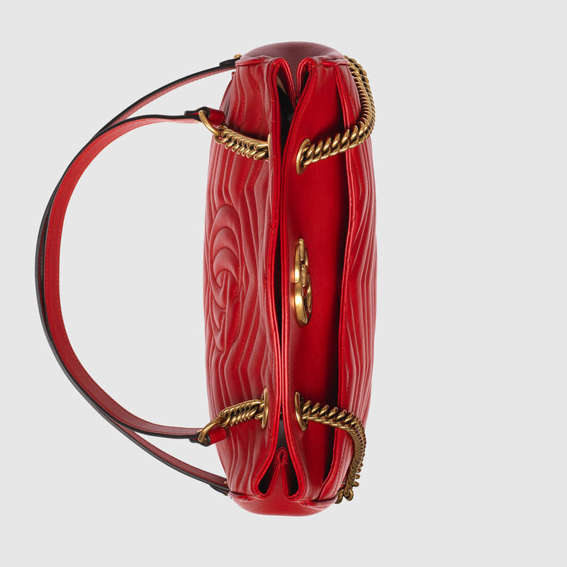 443501 GUCCI GG Marmont系列 絎縫 皮革 購物袋 紅色