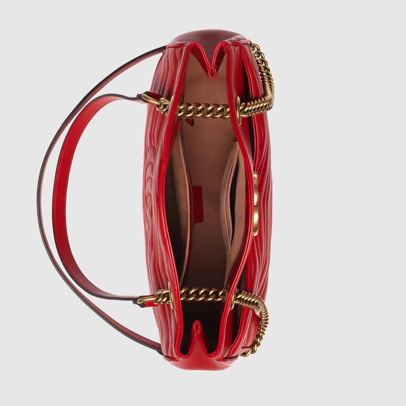 443501 GUCCI GG Marmont系列 絎縫 皮革 購物袋 紅色