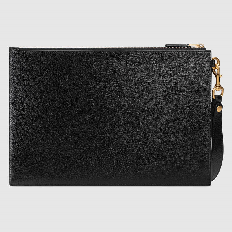 Gucci頭層牛皮男士手包 Gucci皮革手拿包 古馳男包 錢包 黑色