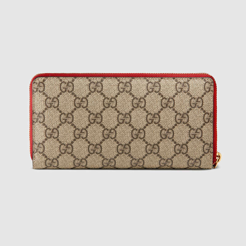 476413 GUCCI GG Supreme高級人造帆布 氣場貓印花 全拉鏈式皮夾