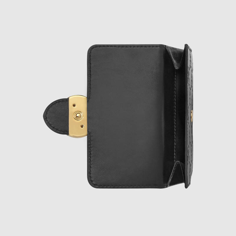369676 Gucci標志 Gucci Signature系列 法式翻蓋 短款皮夾 黑色