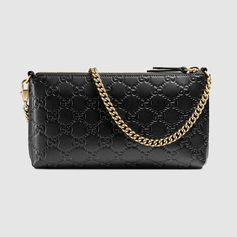 428449 Gucci Signature系列 熱壓皮革 腕包