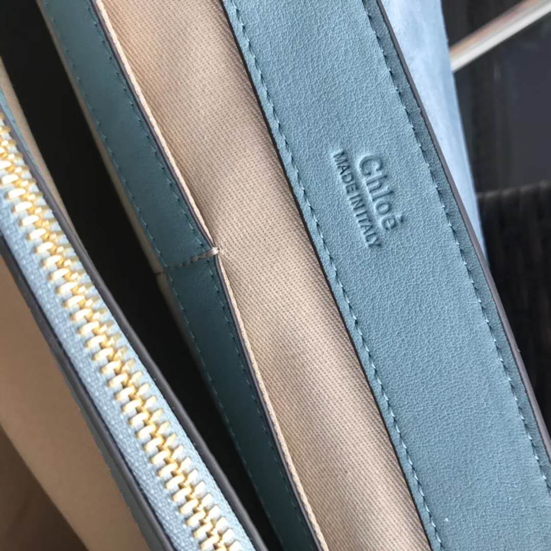 Chloé 珂洛伊 Faye Day 定制肩帶 大號 圓環(huán)鏈條 單肩斜挎包 灰藍色