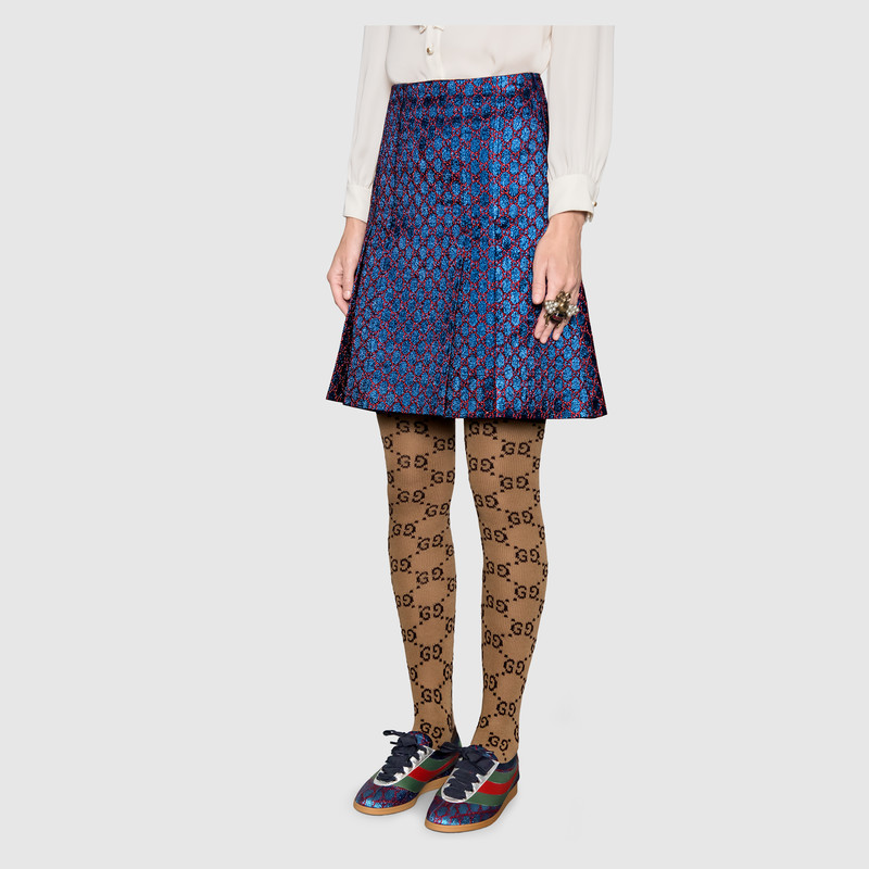 493713 GUCCI Falacer織帶裝飾 銀絲雙G面料 低幫運(yùn)動(dòng)鞋 藍(lán)色