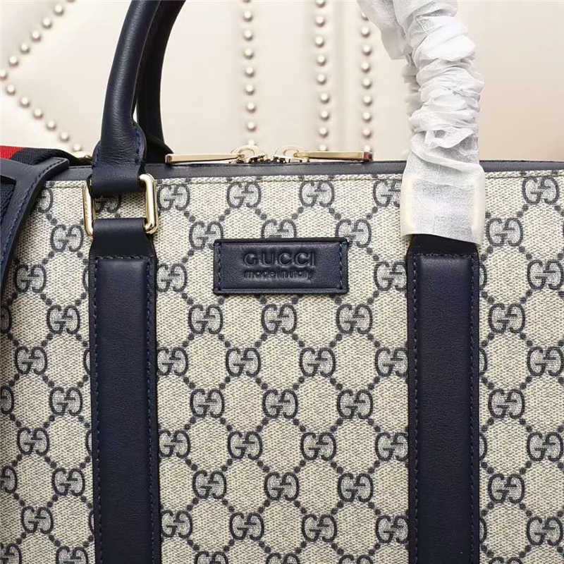 474135 GUCCI GG Supreme高級人造帆布 公文包 灰白色