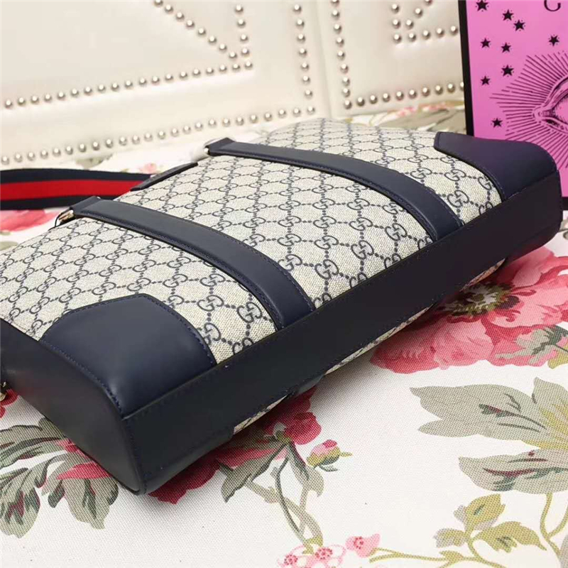 474135 GUCCI GG Supreme高級人造帆布 公文包 灰白色