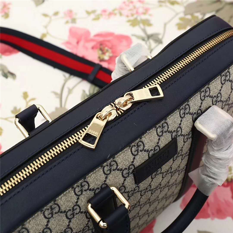 474135 GUCCI GG Supreme高級人造帆布 公文包 灰白色