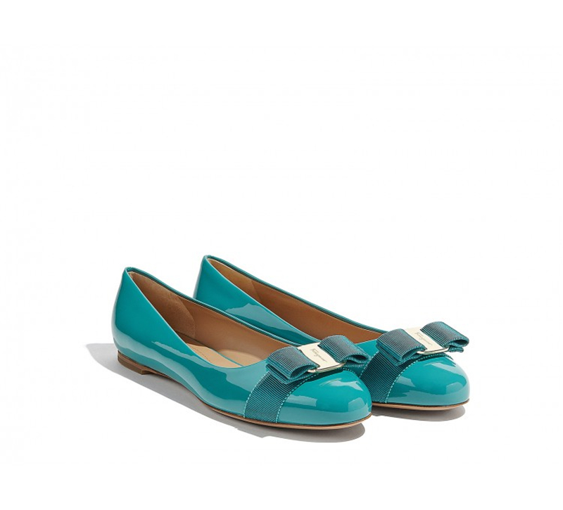 688810 Ferragamo菲格拉慕 VARINA 漆皮 芭蕾舞平底鞋 淺水綠色