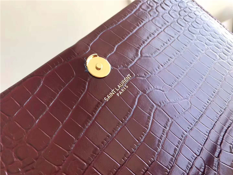 326076 YSL圣羅蘭 專柜最新 細鱷魚紋 流蘇包 棗紅金鏈