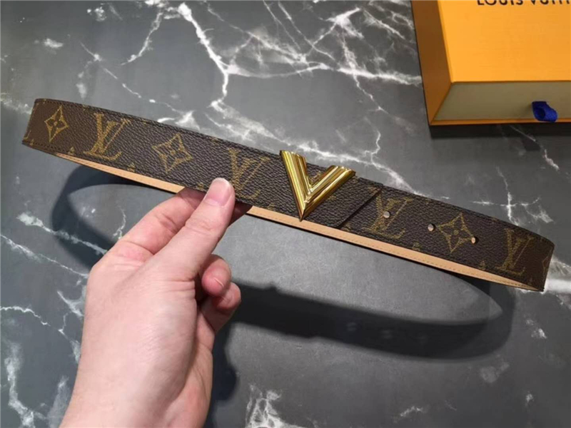 M9020 LV路易威登 全新系列 全新 V標(biāo)志 女士腰帶 啡色老花