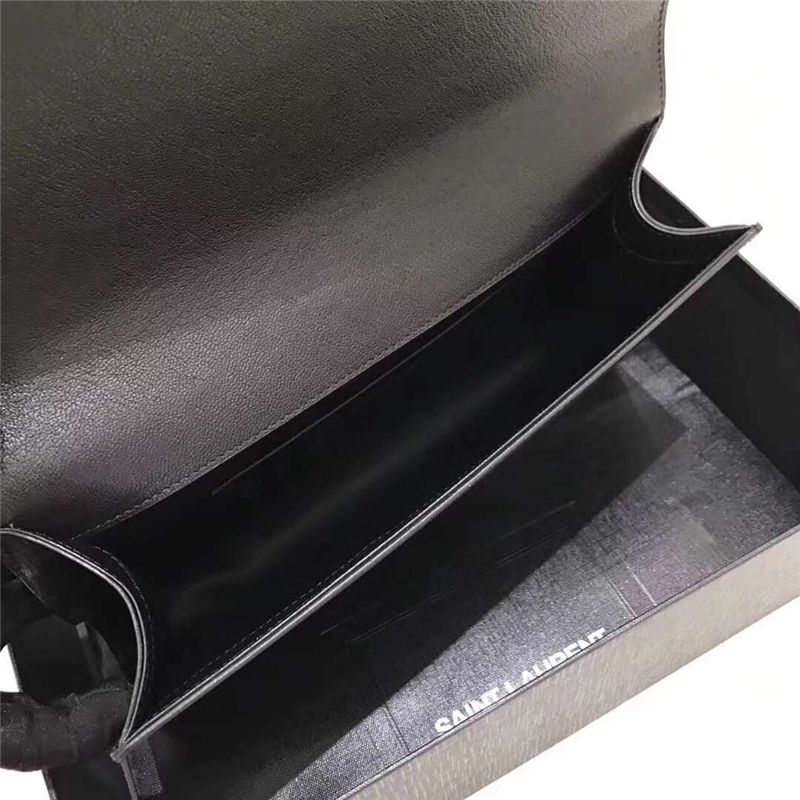 314094 YSL圣羅蘭 小羊皮 浮雕刺繡標志 手拿包 黑色