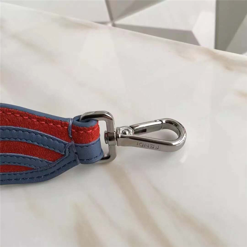 812 Fendi芬迪 超美包帶 拼色波浪條紋 炫彩長肩帶 紅配藍