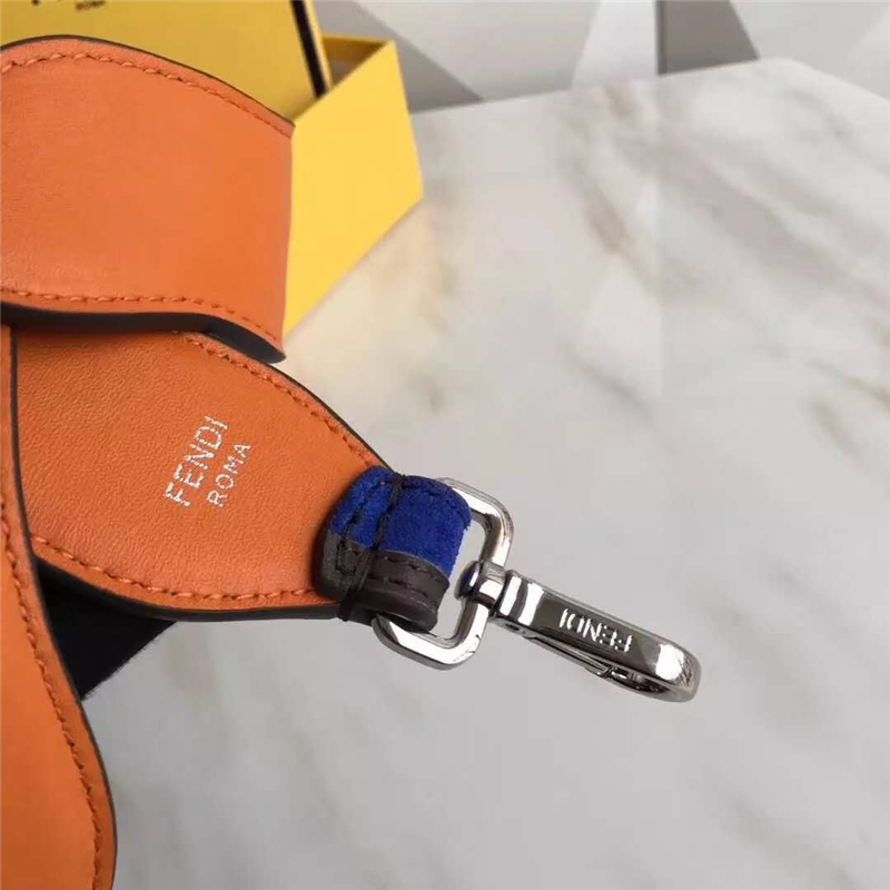 812 Fendi芬迪 超美包帶 拼色波浪條紋 炫彩長肩帶 黑配藍