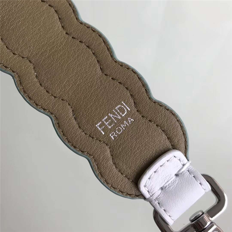 825 Fendi芬迪 拼色肩帶 粉色錐形鉚釘 炫彩短肩帶 白拼啡