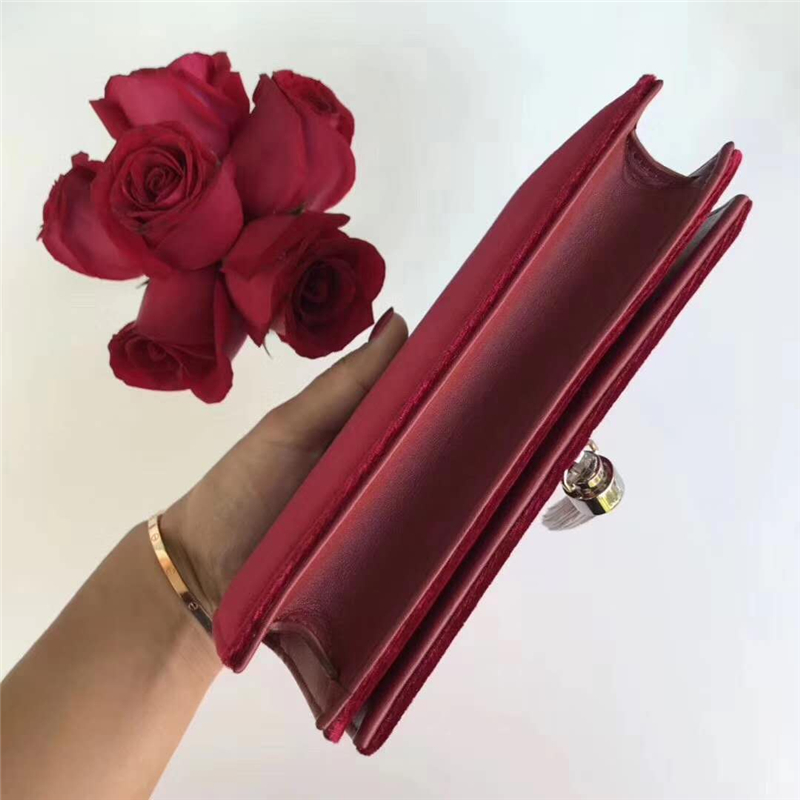 491521 YSL圣羅蘭 天鵝絨 帶鉆五金 手拿肩背 流蘇兩用包 紅色