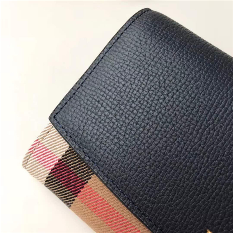 39928941 Burberry巴寶莉 Banner手袋系列 House格紋 拼皮長款錢夾 墨藍色