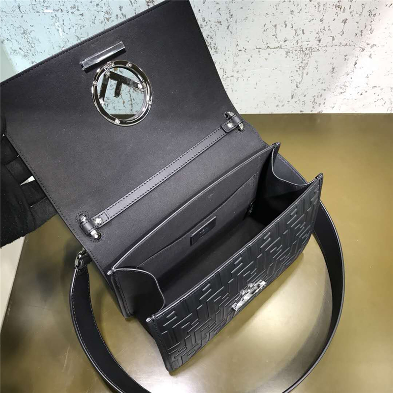 2818 FENDI芬迪 KANI手袋 雙F LOGO 翻蓋手袋 黑色