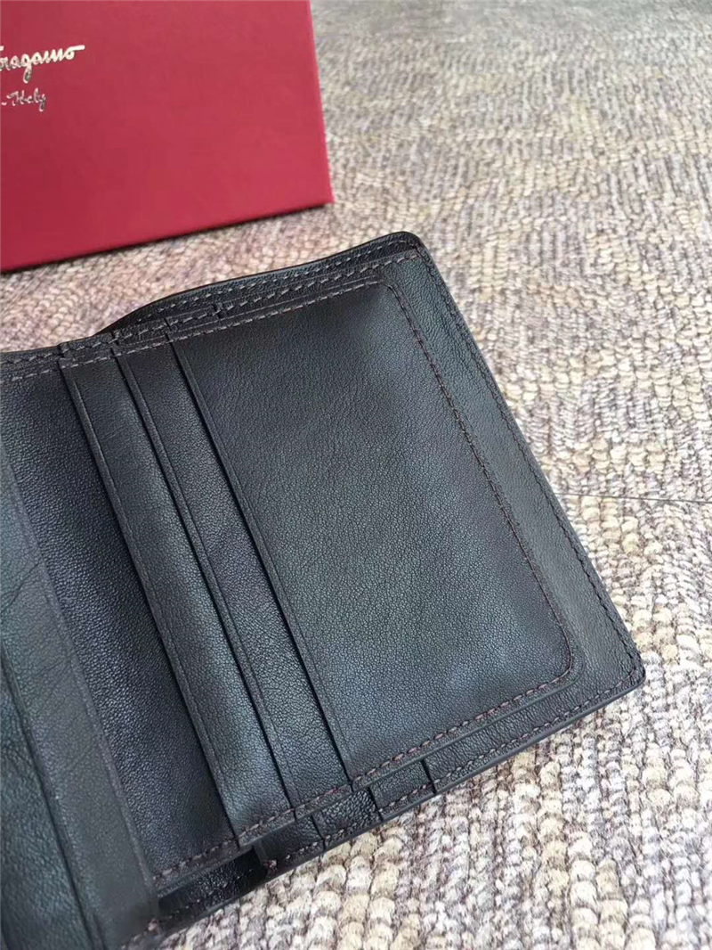 660479 Ferragamo菲格拉慕 對稱兩折 幾何圖拼色 啡橙色