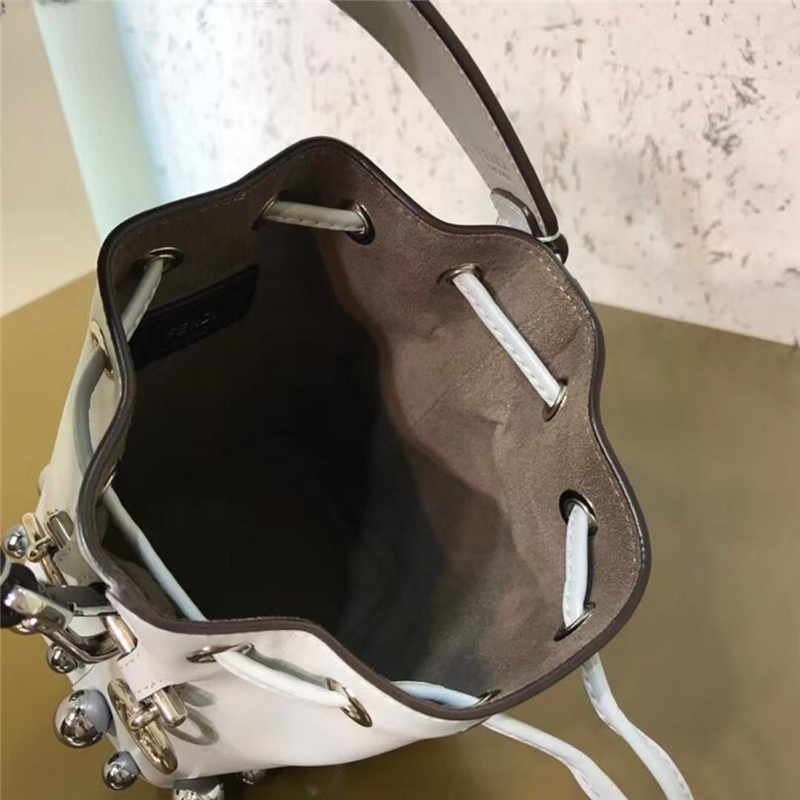 010 FENDI女包 芬迪水桶包 MON TRESOR 金屬珍珠 小牛皮 藍色