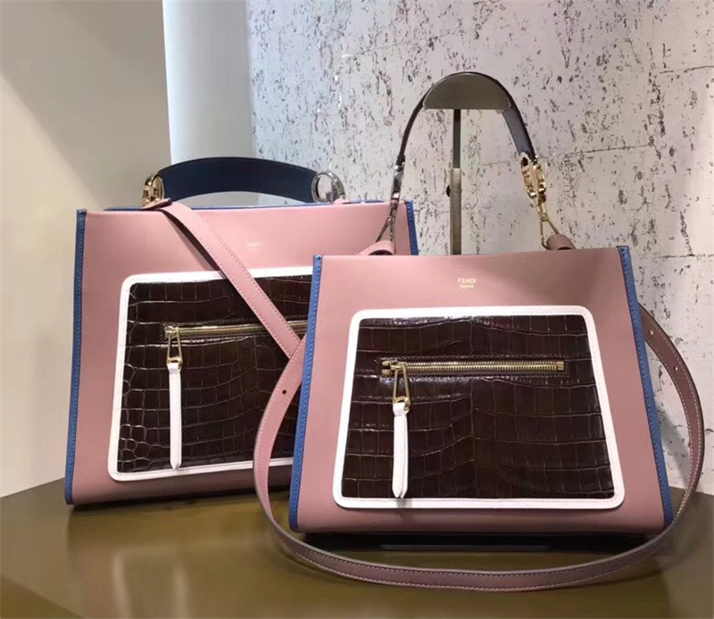 0397 FENDI芬迪 鱷魚皮 牛皮手提袋 官方新款 粉色
