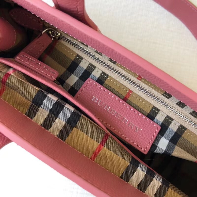 40800741 巴寶莉 The Banner系列 小號(hào) 皮革拼Vintage格紋 班納手袋 桃粉色