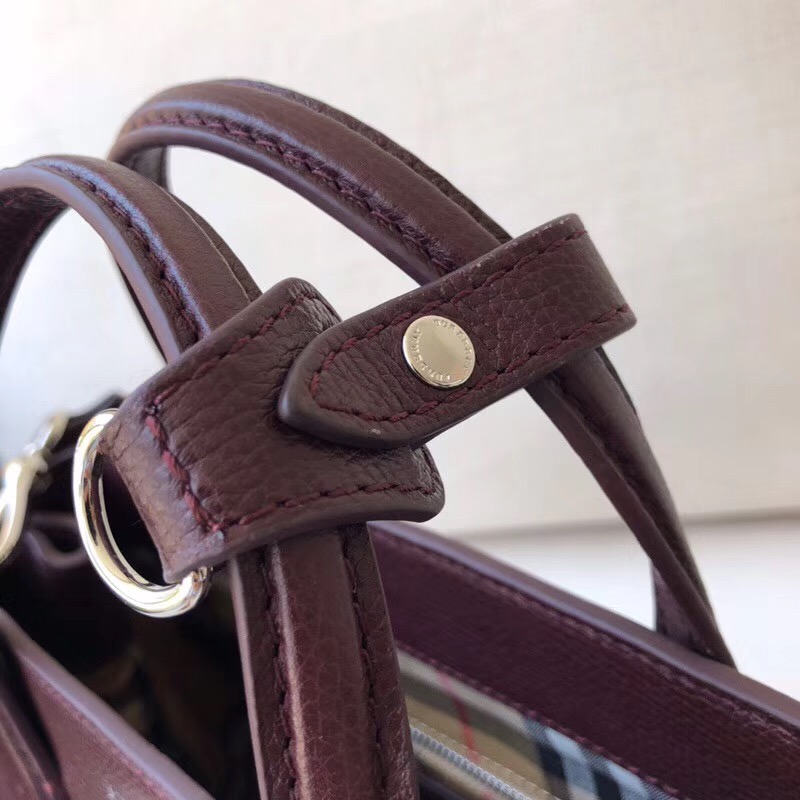 40800741 巴寶莉 The Banner系列 小號 皮革拼Vintage格紋 班納手袋 紫色