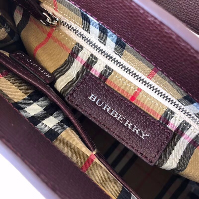 40800741 巴寶莉 The Banner系列 小號 皮革拼Vintage格紋 班納手袋 紫色